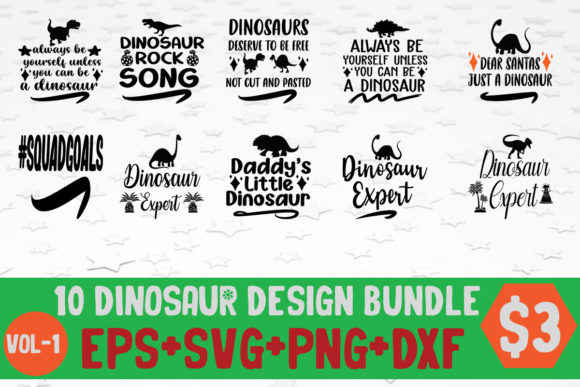10 Dinosaur SVG PNG Cutting Print Ready